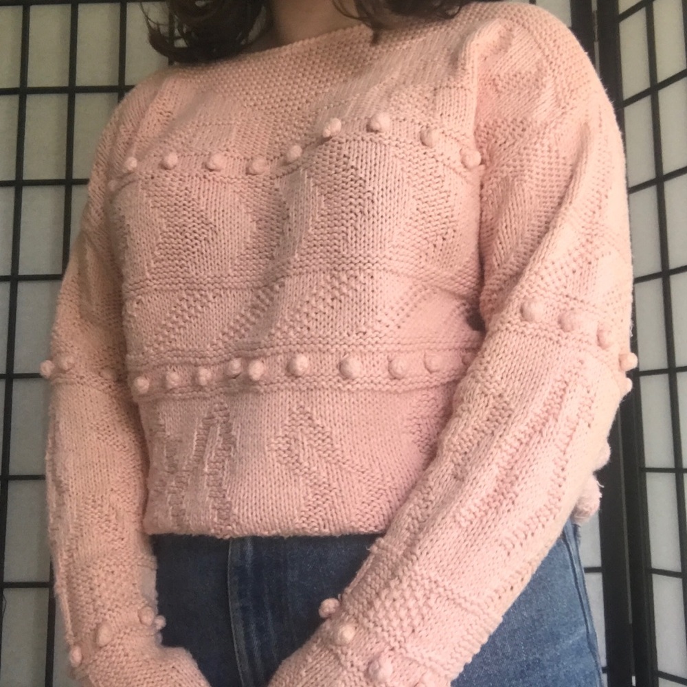 Vintage 70/80s Michelle Stuart Knit Pink Sweater